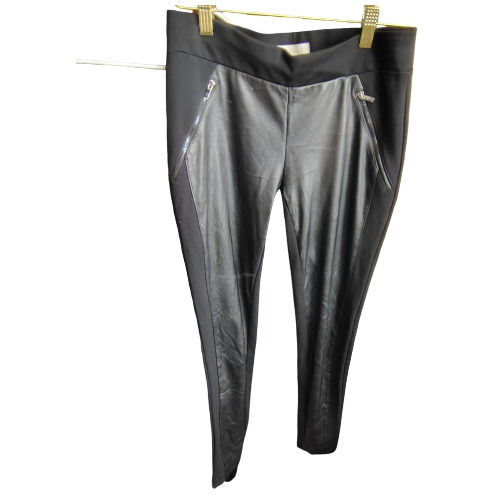Cache Sleek Black Faux Leatherette Leggings Size Small